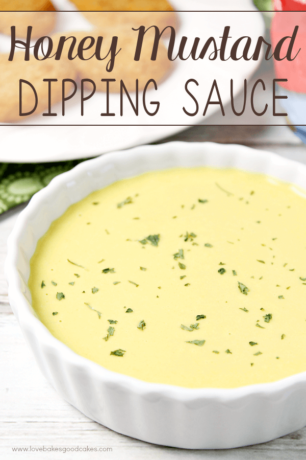 Honey Mustard Dipping Sauce in a white bowl.