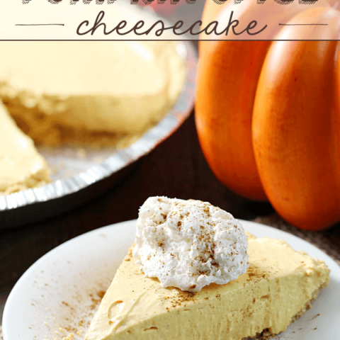 No-Bake Pumpkin Spice Cheesecake on a white plate.