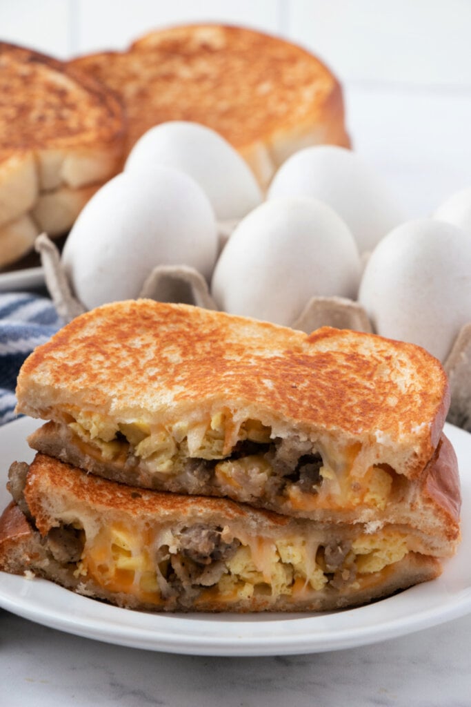 Sausage, Egg & Cheddar Breakfast Sandwiches Recipe