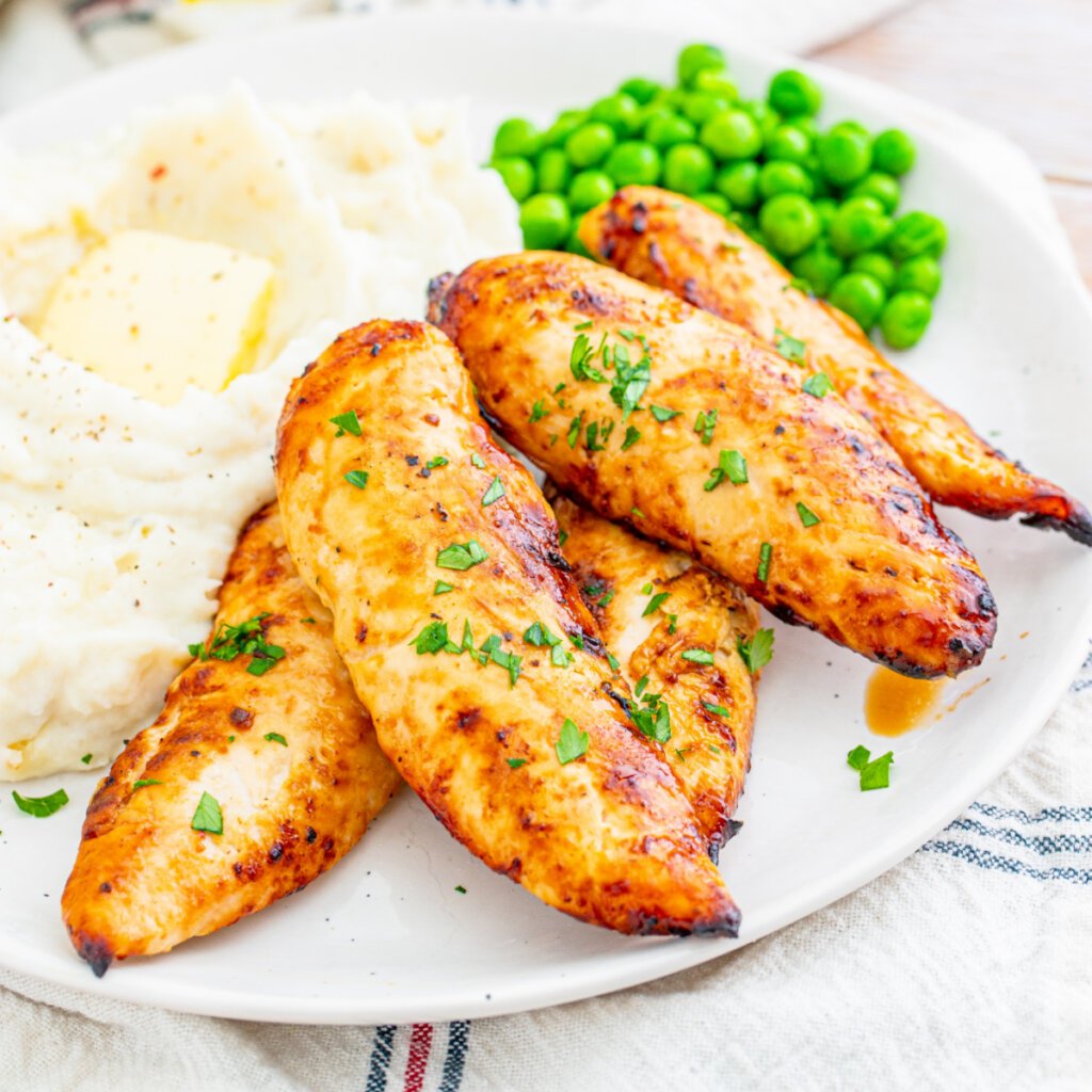 closeup air fryer chicken tenders