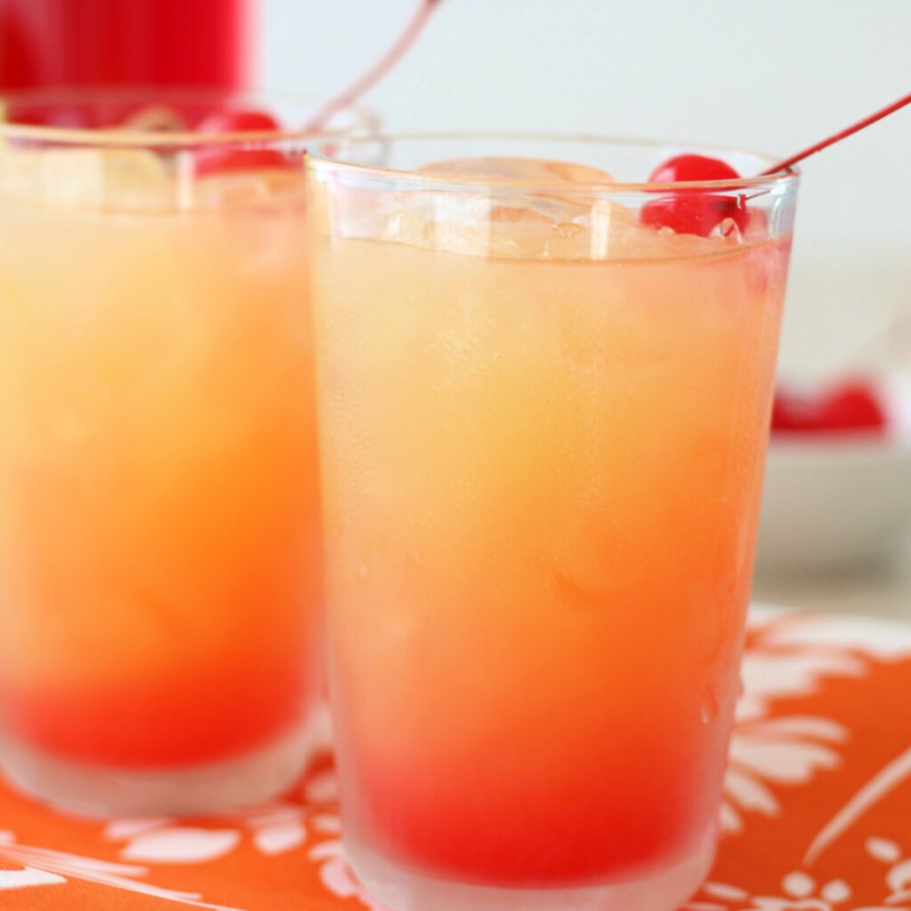 two limoncello sunrise cocktails