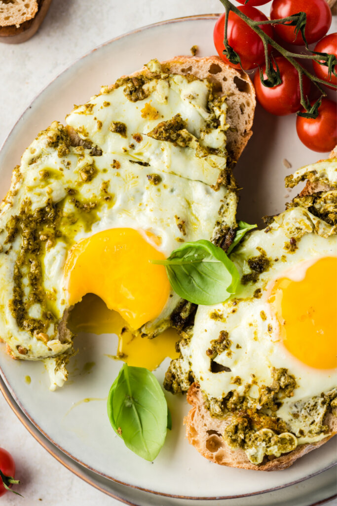 pesto eggs on toast