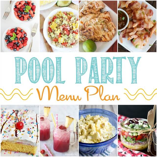 Pool Party Menu Plan collage.