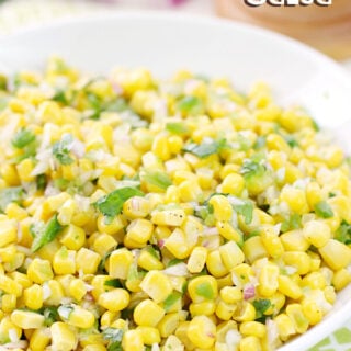 Corn Salsa in a white bowl,