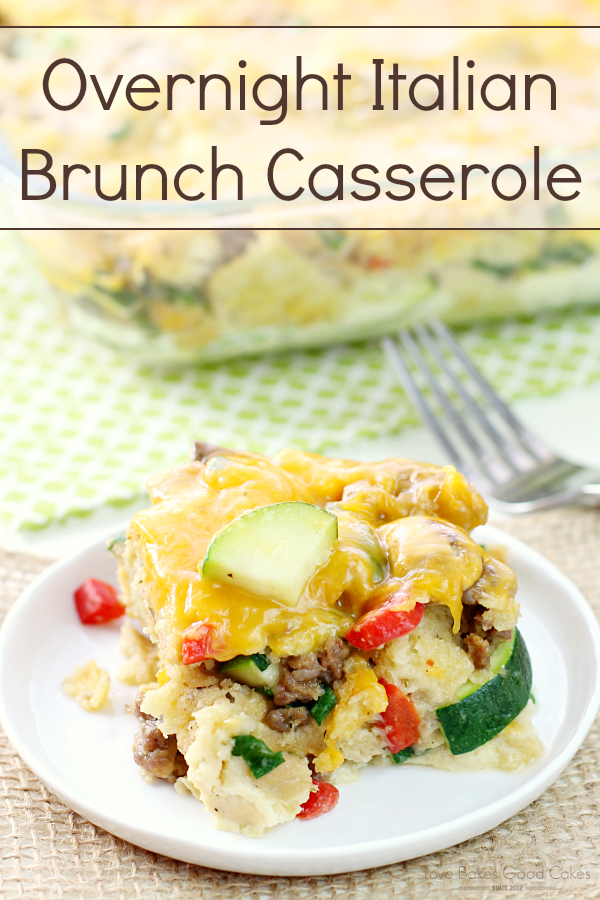 Overnight Italian Brunch Casserole on a white plate.