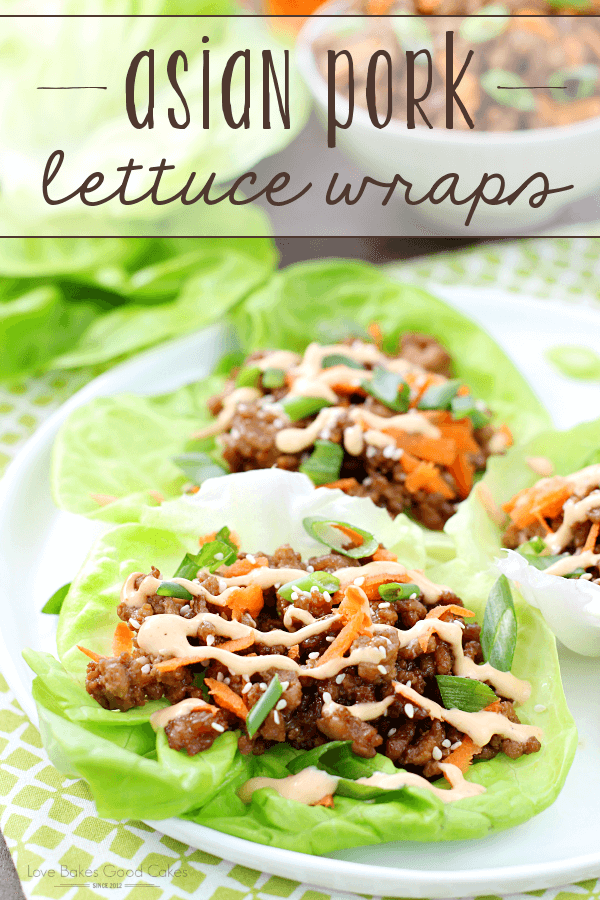 Asian Pork Lettuce Wraps on a white plate.