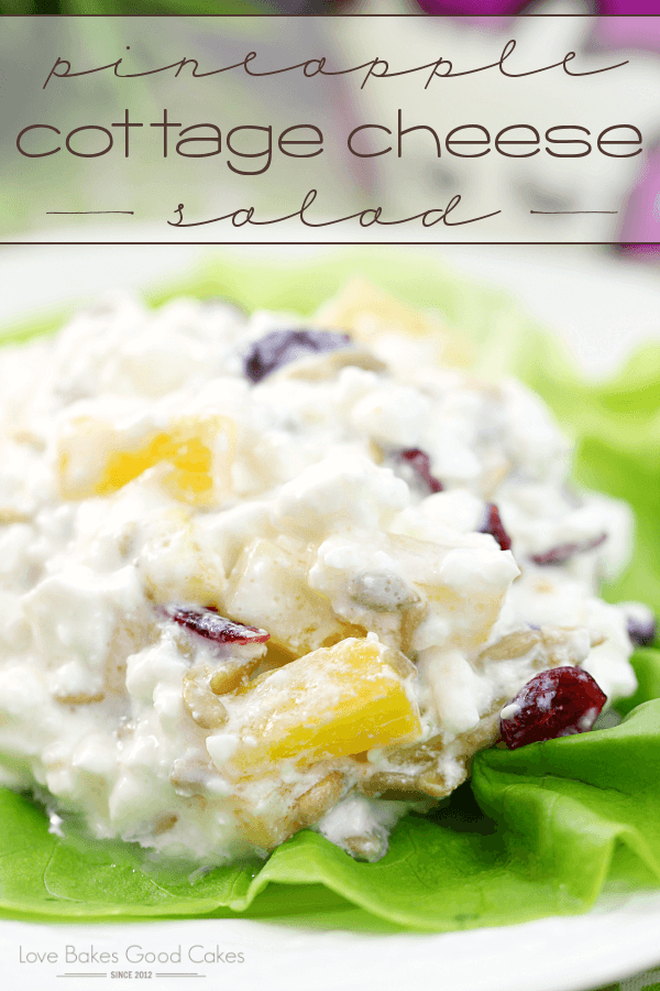 Pineapple Cottage Cheese Salad on a white plate.