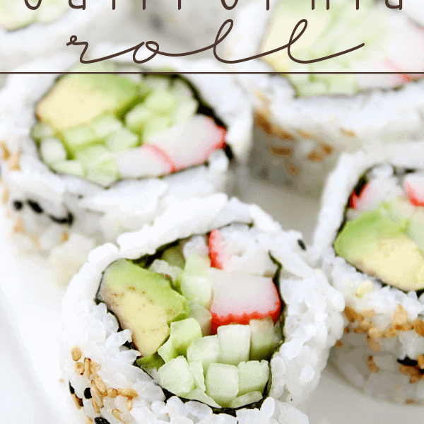 California Rolls on a white plate.