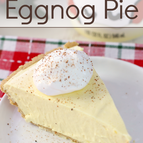 No-Bake Eggnog Pie on a white plate.