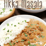 Slow Cooker Chicken Tikka Masala in a white bowl.