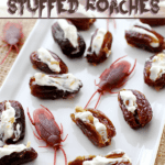 Halloween Stuffed Roaches on a white serving plate.