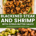 blackened steak and shrimp pin collage