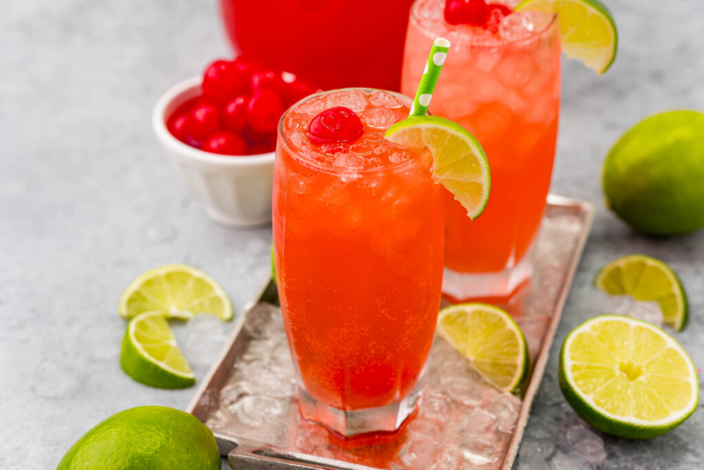 red drink in glass