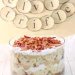 Elvis trifle cake in a glass bowl.