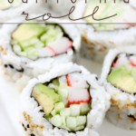 California Rolls on a white plate.
