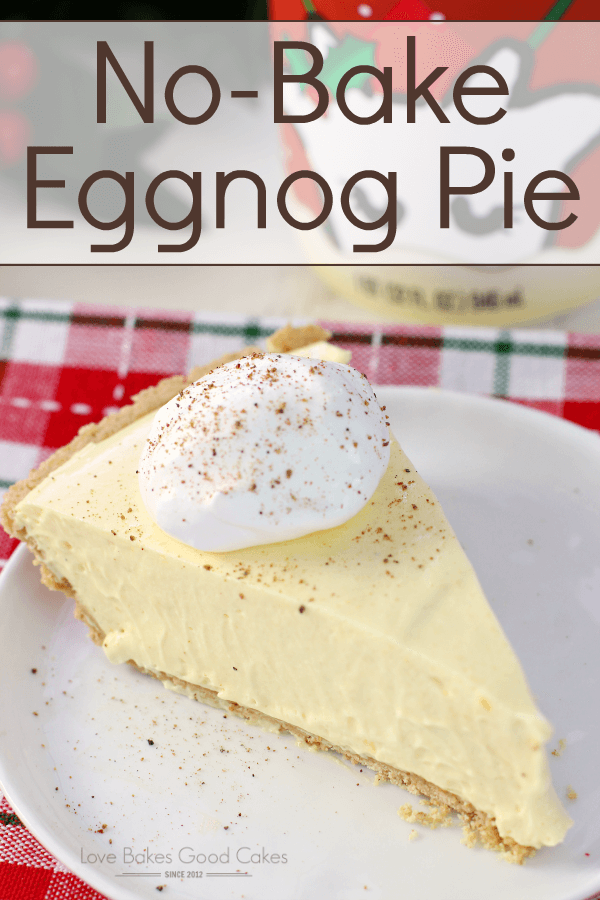 No-Bake Eggnog Pie on a white plate.