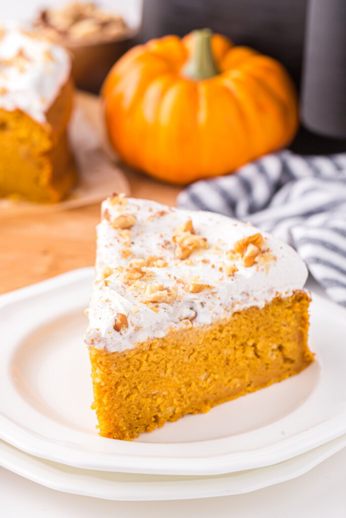 slice of pumpkin cake on plate