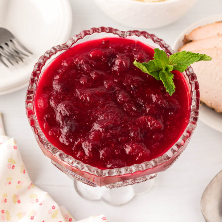 cranberry sauce garnished with mint