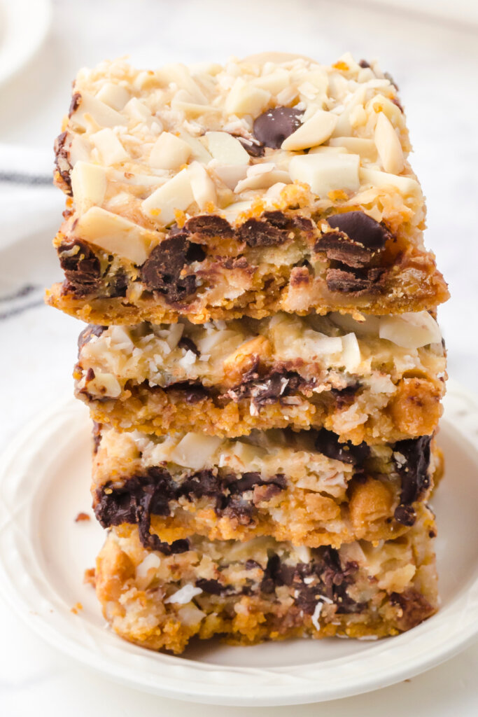 three magic cookie bars stacked