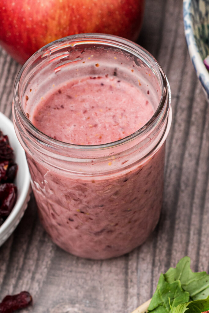 cranberry vinaigrette in glass jar