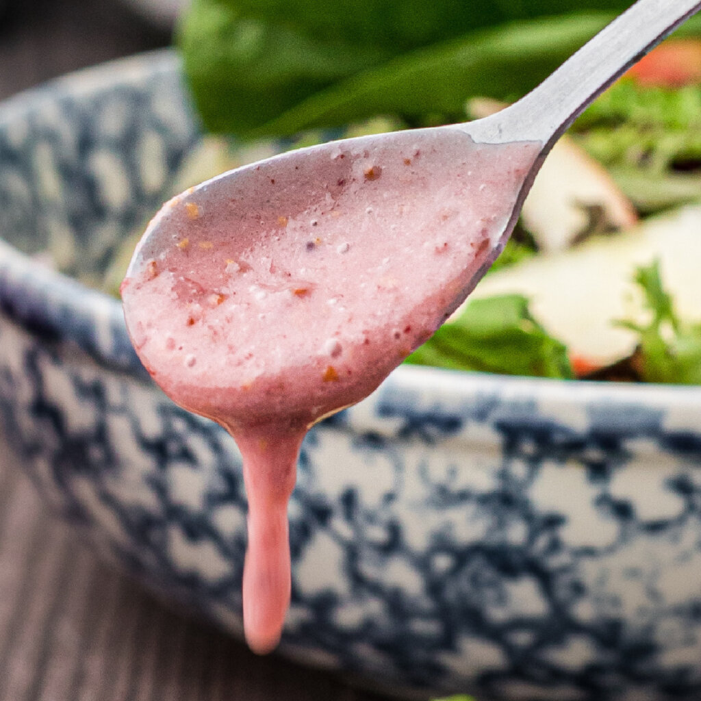 Cranberry Vinaigrette on a spoon