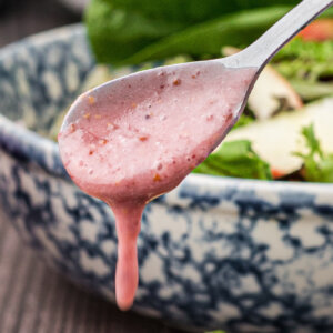 Cranberry Vinaigrette on a spoon