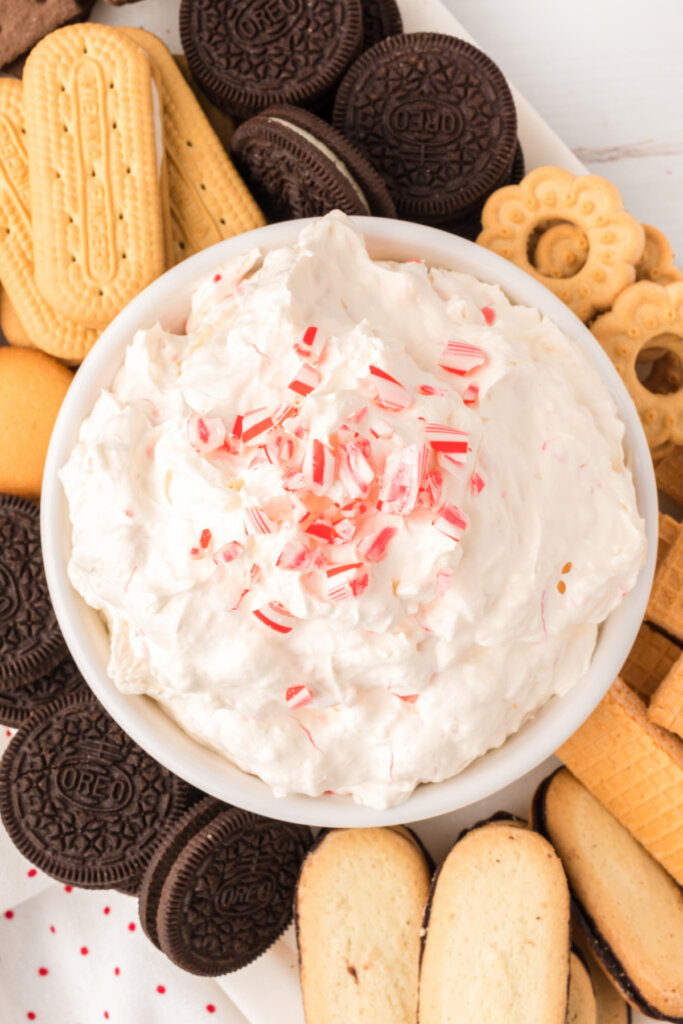 bowl with candy cane dip