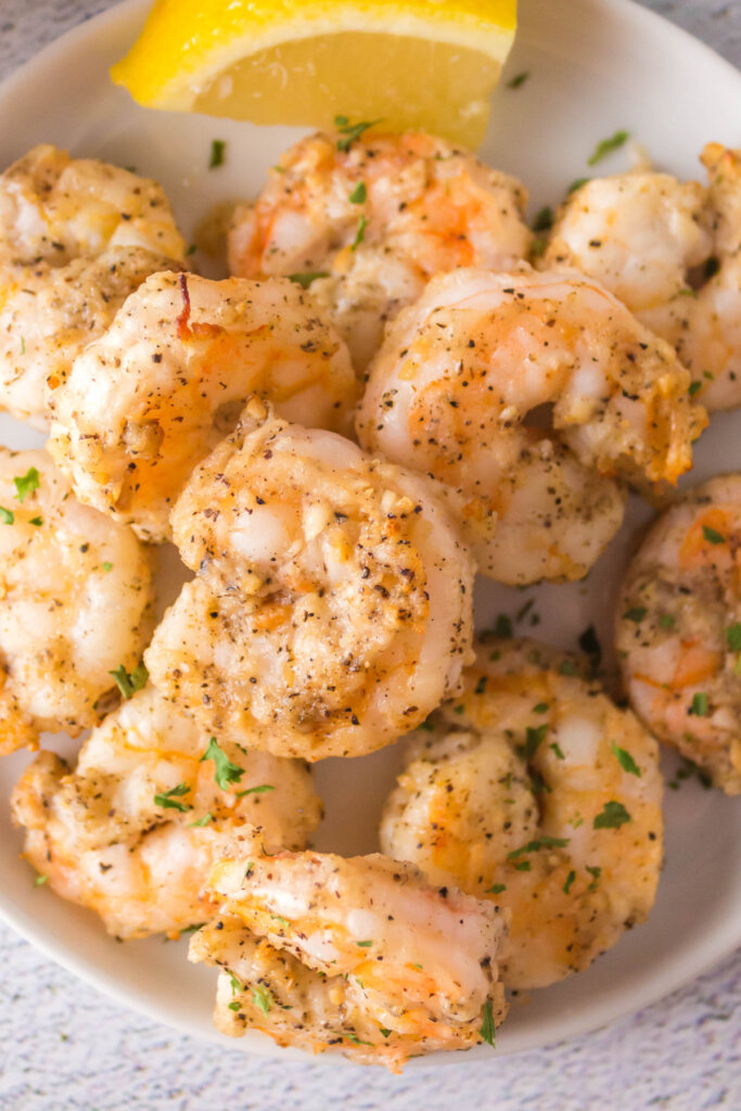 plate with cooked shrimp