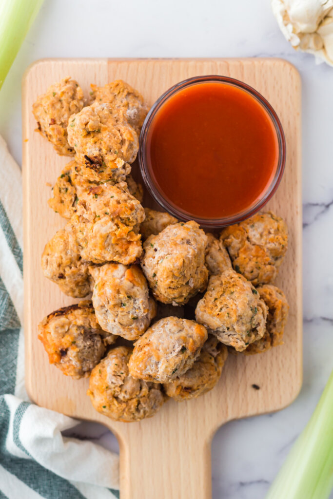 chicken meatballs with buffalo sauce