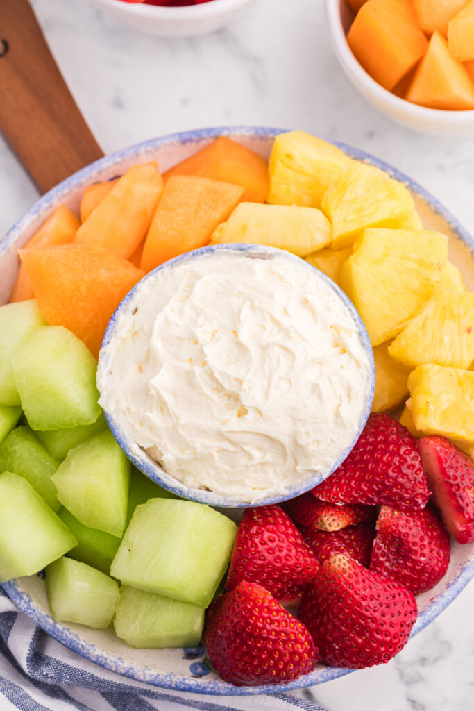 fruit platter with cream cheese fruit dip