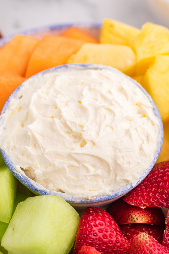 bowl with cream cheese fruit dip