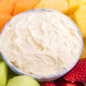 cream cheese fruit dip in bowl