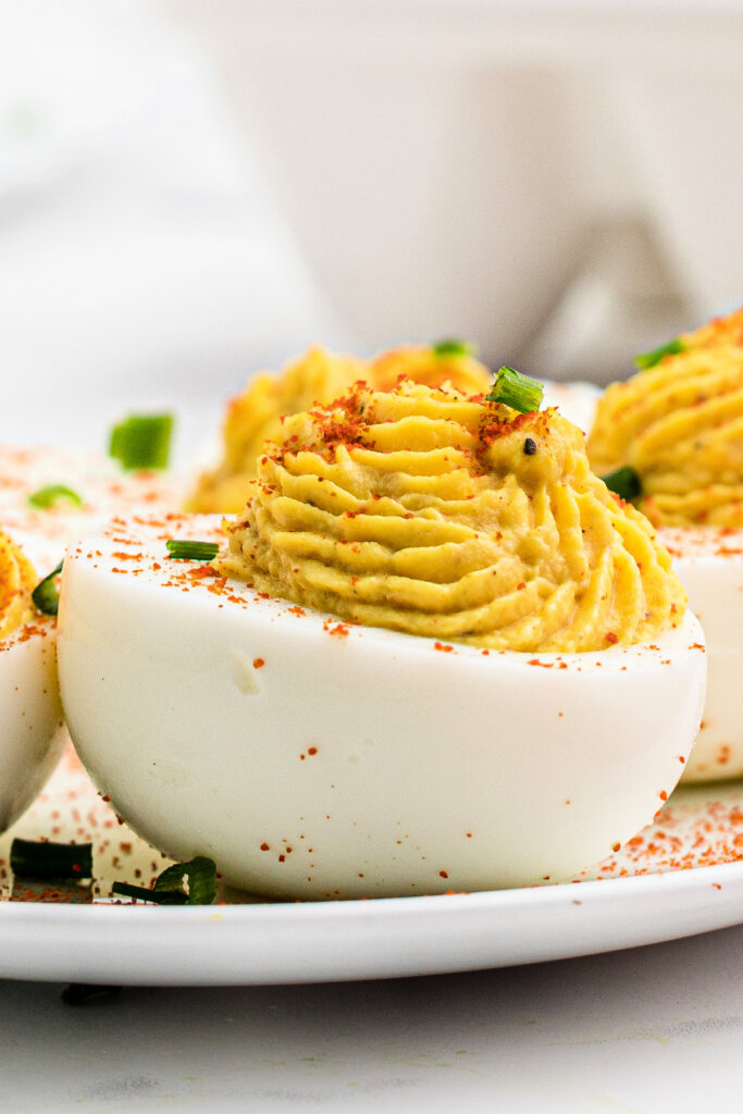 horseradish deviled egg on plate