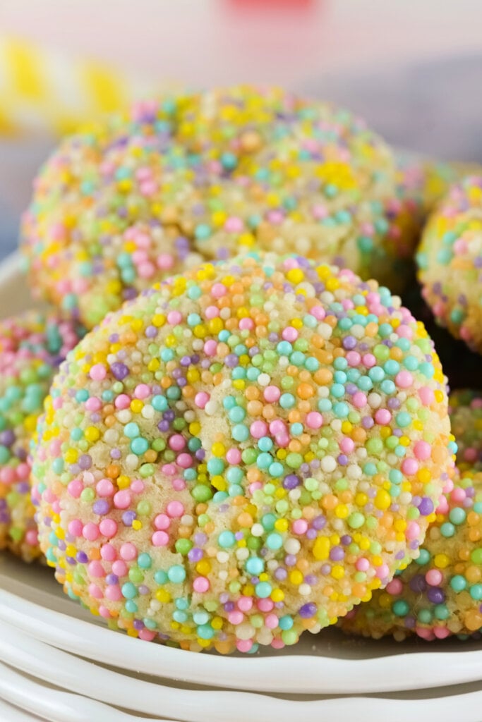 easter sprikle cookies on plate