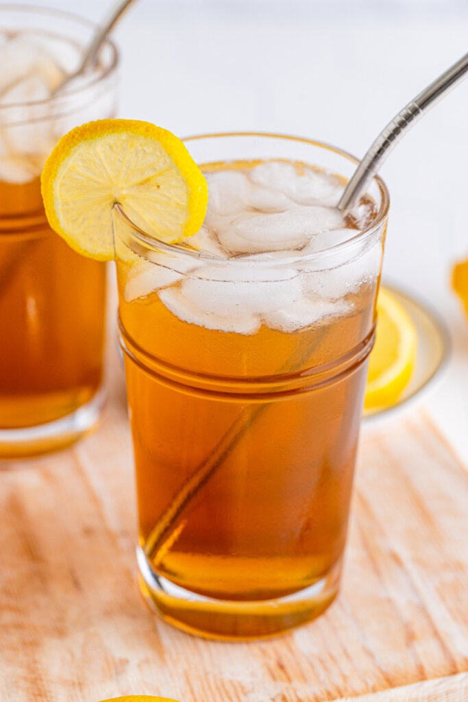 long island iced tea on wooden board