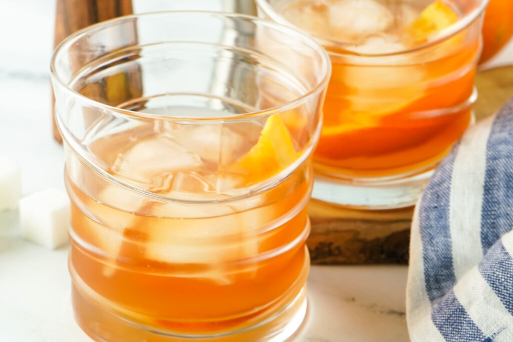 two old fashioned cocktails
