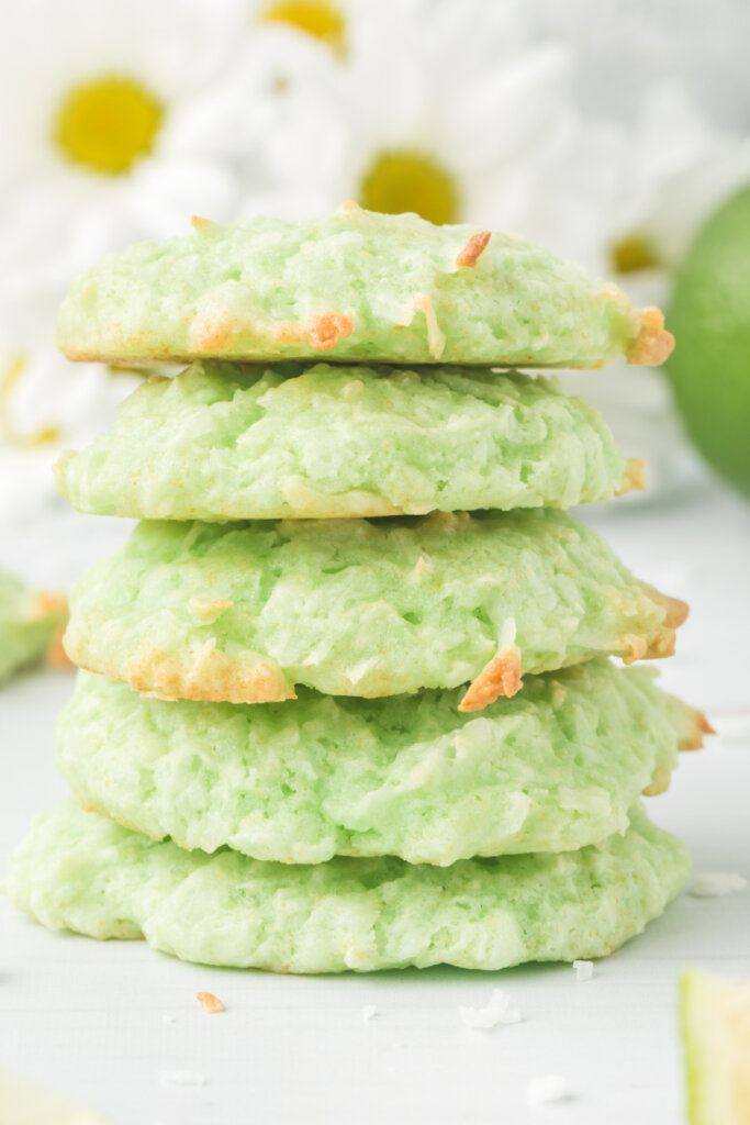 lime coconut cookies stacked