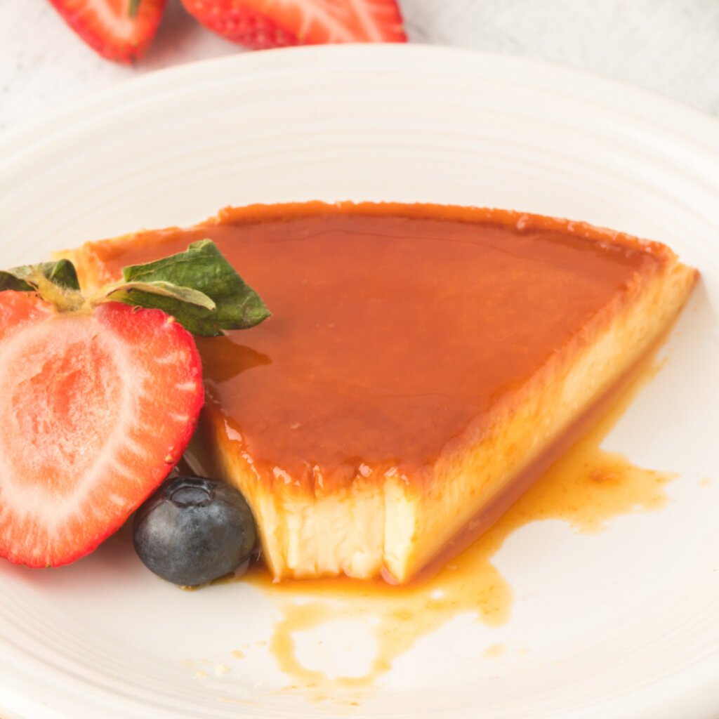 spanish flan on plate