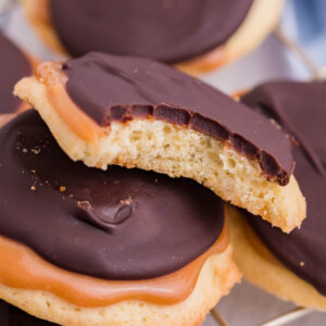 closeup of twix cookies