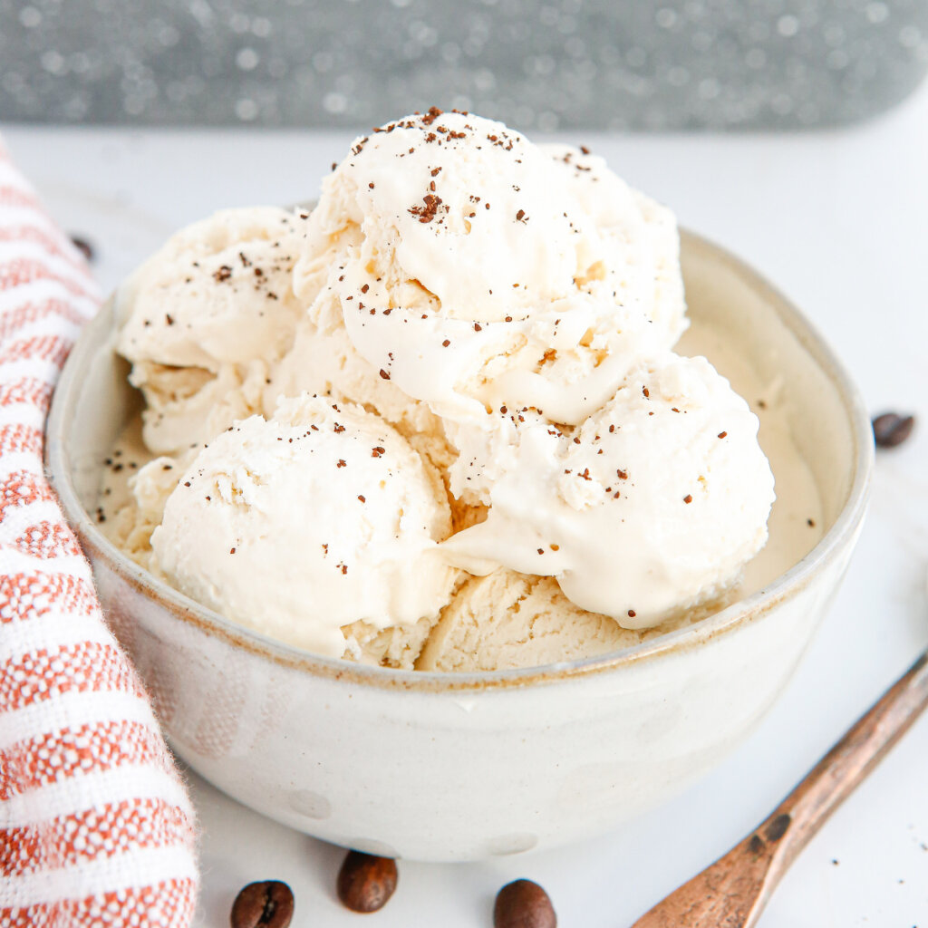 coffee ice cream in bowl