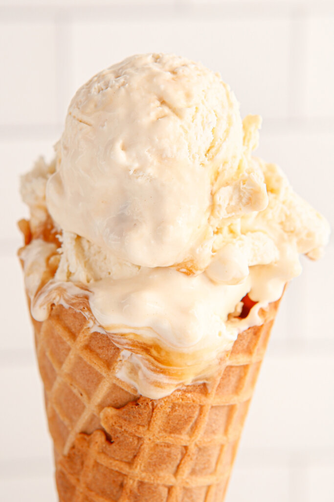 salted caramel ice cream in a cone