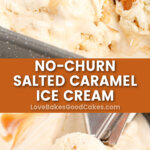 no churn salted caramle ice cream pin collage