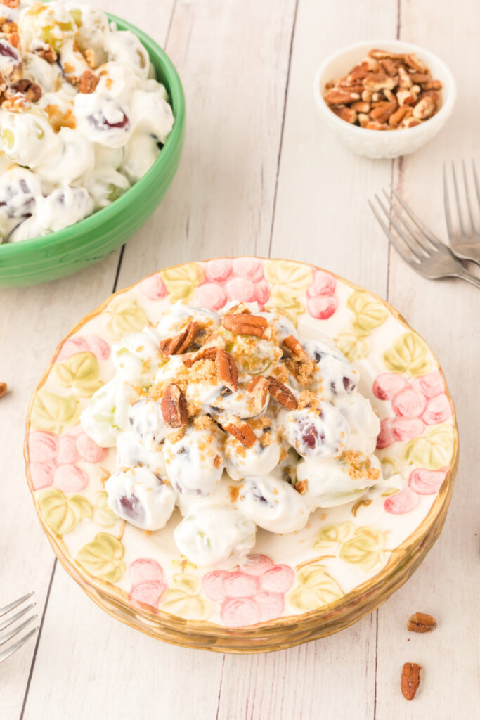 cream cheese grape salad on plate