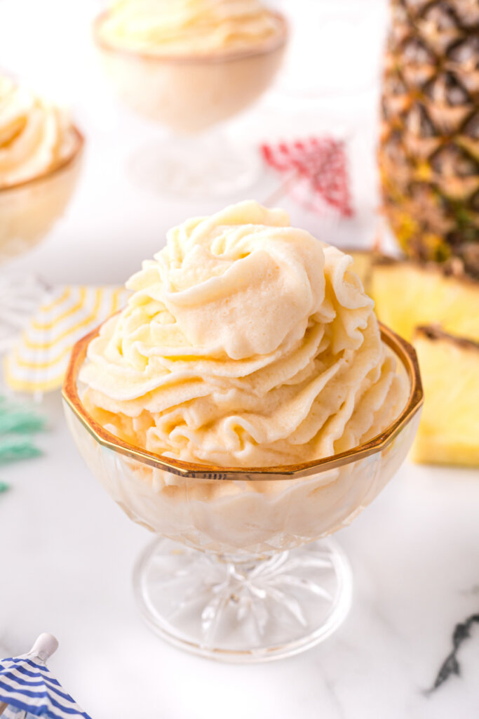 copycat disney dole whip in glass bowl