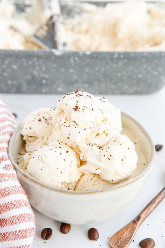 cold brew coffee ice cream in bowl