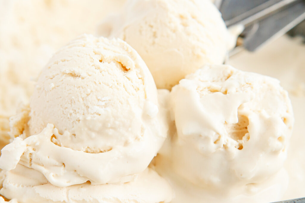 closeup of scoops of cold brew coffee ice cream