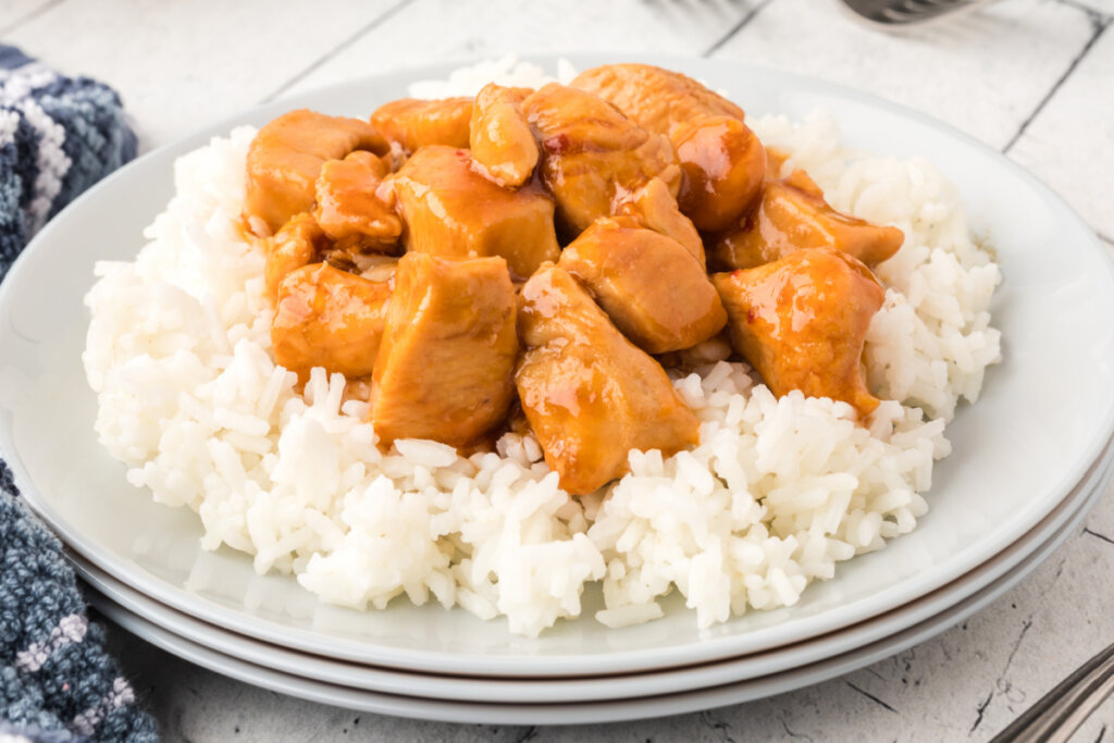 bourbon chicken over rice