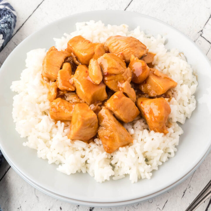 bourbon chicken over rice