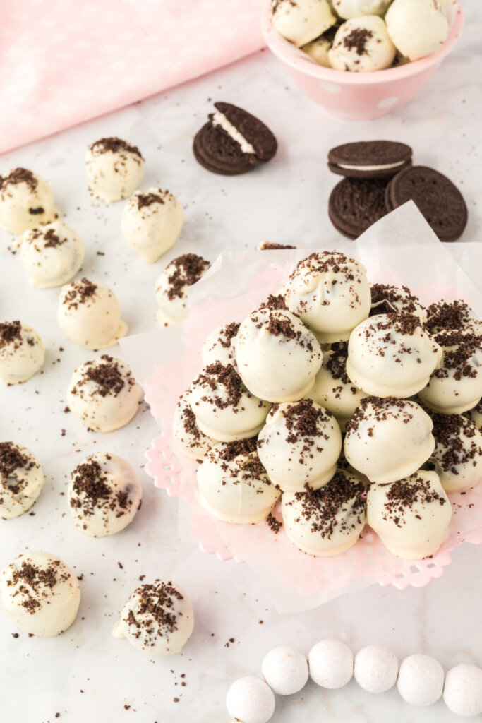 oreo truffles on table