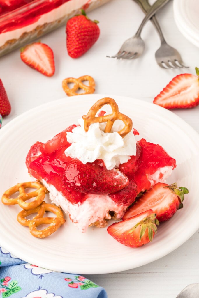 piece of strawberry pretzel salad